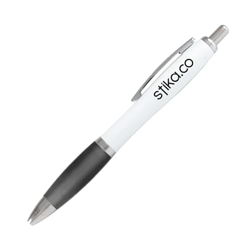 stika.co Contour Black Promotional Pens - Personalised Rubber Ballpoint Pens for School, Work, and Events - UV printed vibrant colors, with large branding space (1 Pen)