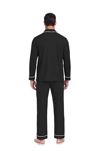 Image of EA'S SECRET Men's Cotton Pajamas Set Button Down Pjs Set for Men Long Sleeve Knit Sleepwear Loungewear with Pockets