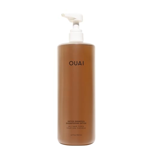 OUAI Detox Shampoo - Salon Size Clarifying Shampoo for Build Up, Dirt, Oil, Product and Hard Water - Apple Cider Vinegar & Keratin for Clean, Refreshed Hair - Sulfate-Free Hair Care, 32 Oz