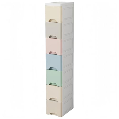 LIIHIU 隙間収納 チェスト 3/4/5/6/7段 スリムストッカー 引き出し おしゃれ 幅15/18/25cm スリム 収納 チェスト キャスター付き 省スペース小物収納 デッドスペース収納 プラスチック製 すき間キャビネットすき間間収納キャビネット