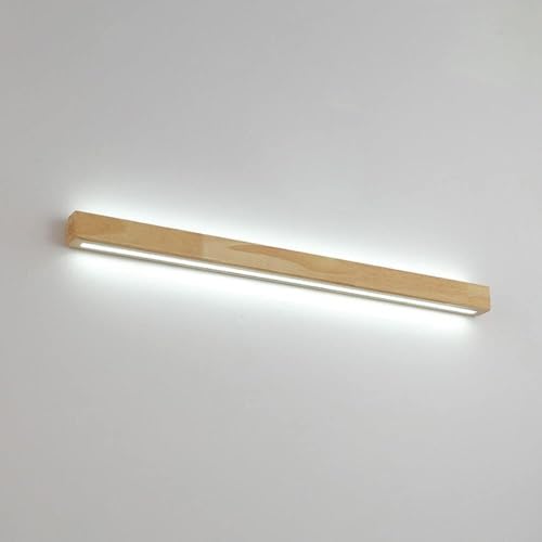 LONGDUOU Aplique de pared lineal de madera, aplique LED largo, moderno for tocador de baño, aplique de pared de madera de arriba a abajo, apliques decorativos Wabi Sabi for dormitorio, pasillo, sala d