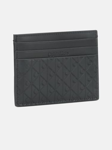 Image of Calvin Klein Logo black leather card wallet