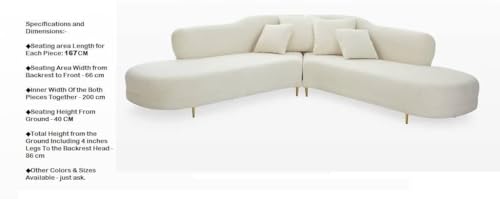 Image of Modern Futuristic J- Style Curved Velvet Sofa, Sectional Sofa Round Arm with Soft Pillow for Living Room, Bedroom, Hallways (Cream)