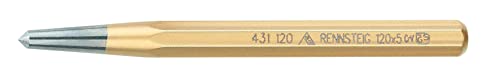 Rennsteig Körner (Durchmesser Spitze 5 mm Goldfarbig tauchlackiert zum exakten Markieren eines Bohrpunktes aus Werkzeugstahl Werkzeug) 431 120 0