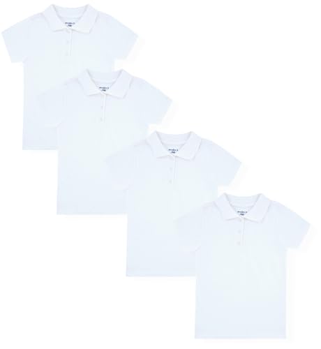 Image of Studio 3 Girls' 4-Pack Soft Jersey Short Sleeve Polo Shirts