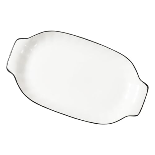 Luxshiny 高耐熱セラミック製両手付き皿 耐スクラッチ 美しい柄入り 多用途調理器具 オーブン 電子レンジ対応 家族の集まりや贈り物に