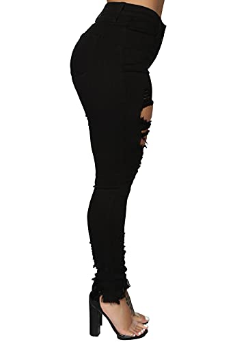 ZERMOM Ripped Skinny Jeans for Women Destroyed Mid Rise Stretch Denim Pants2