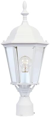 Maxim 1005WT Westlake 21 Inch Dimmable and LED Bulb Compatible Cast Aluminum Clear Glass Outdoor One Light Lantern Post Mount I 60 Watts I White Finish I Traditional Light Fixture