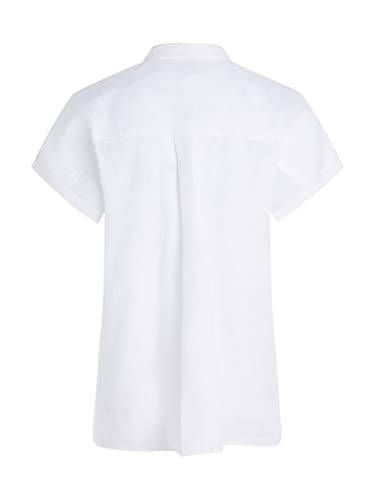 Tommy Hilfiger Damen Bluse Leinen, Weiß (Ecru), 46