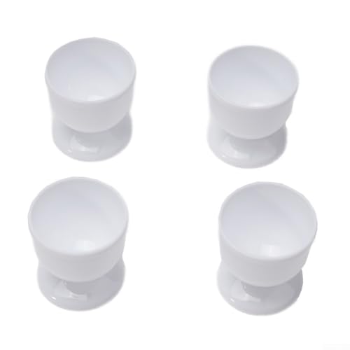 ZWEquipint Kunststoff-Eierbecher-Set für harte, weich gekochte Eier, Küche, Frühstück, Servierständer, Esstischzubehör, weiß (4 Stück) – Bild 4