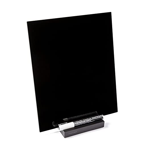 Fresh Logic Acrylic Dry Erase Board With Marker - 10" X 12" Black Acrylic Memo Board With Stand - Frameless Desktop Chalkboard Writing Note Pad & To Do List - Blackboard For Home Office School #TOP7