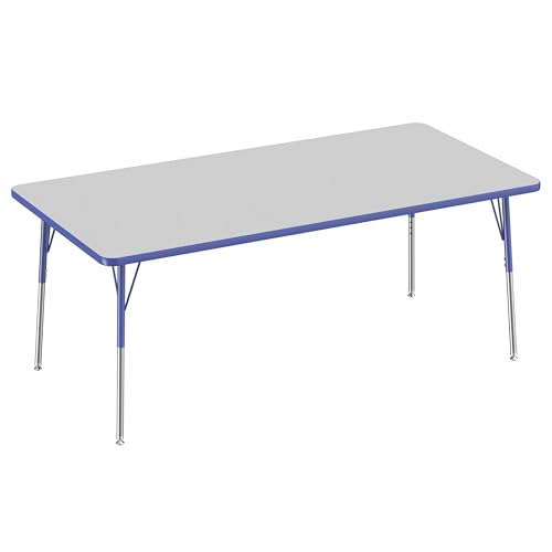FDP 36" x 72" Rectangle Table with Swivel Glide Legs - Gray/Blue