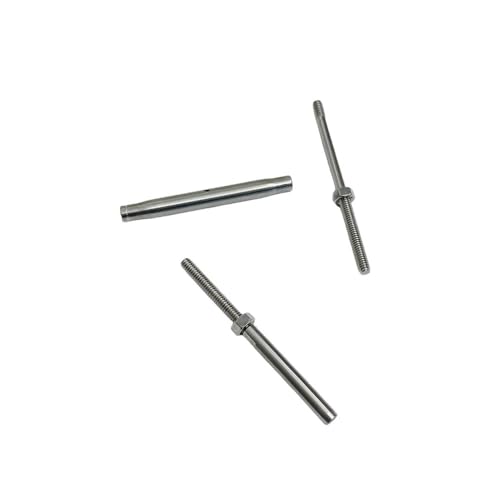1/4" Varilla roscada y tensor de mano para cable 3/16" Acero inoxidable T316 miniatura 3