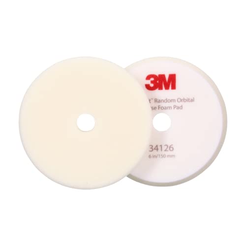 3M Perfect-It Random Orbital Foam Compounding Pad, 6"/150 mm, White, 34126, for Automotive Compounding and Polishing