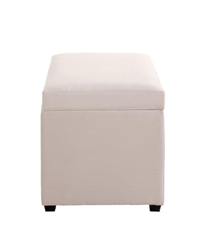 HAKU Möbel Sitztruhe Creme, MDF, Textilgewebe Cord - Maße: B 58 cm x H 42 cm x T 39 cm, Style: Modern