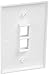 Leviton QuickPort Midsize Wallplate, Single Gang, 2-Port, 41091-2WN, White