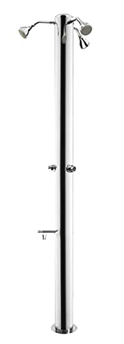 Sined Ducha Triple Exterior De Acero Inoxidable 316L Con Pulsadores Temporizados, Inox