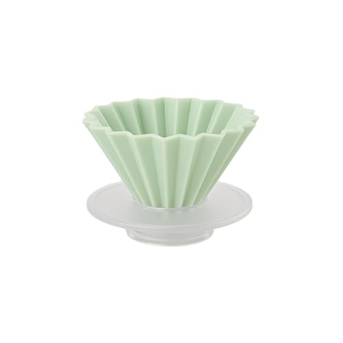 Wave Coffee Dripper with Base Cone Shape Design Compatible with Cone and Cake Cup Filter Paper Japanese Style (Green)