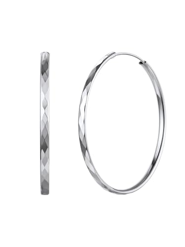 Silvora Pendientes Aros Grandes Plata 925 Mujer Aretes Círculos Finos 50mm
