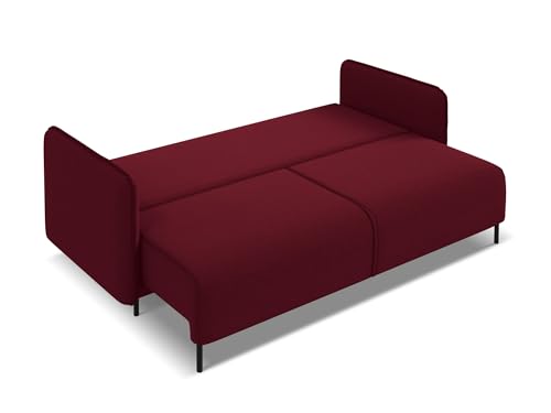 Luana 3-Sitzer Sofa mit Schalffunktion in Rot - Schlafsofa mit Bettfunktion aus Samt, modernes Japandi & Skandi Design für Wohnzimmer, Oeko-Tex Zertifiziert 226x92x90 cm, bis 350 kg belastbar – Bild 6