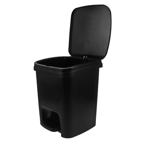 Bote de basura plástico con tapa y pedal 10L negro miniatura 1