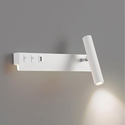 Foco LED, Apliques de Pared giratorios para mesita de Noche, lámpara de Pared LED con Puerto USB/Interruptor, Luces de Pared con 3 Modos de Color, Accesorio de Noche para dormitori