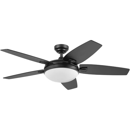 Image of Honeywell Ceiling Fans Carmel, 48 Inch Contemporary Indoor LED Ceiling Fan with Light, Remote Control, Dual Mounting Options, Dual Finish Blades, Reversible Motor - 51912-01 (Black)