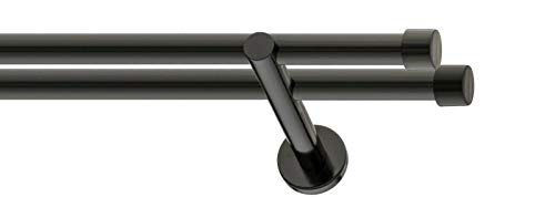 Sento 19/19mm Metall Gardinenstange Vorhangstange 2-läufig Schwarz Glanz...