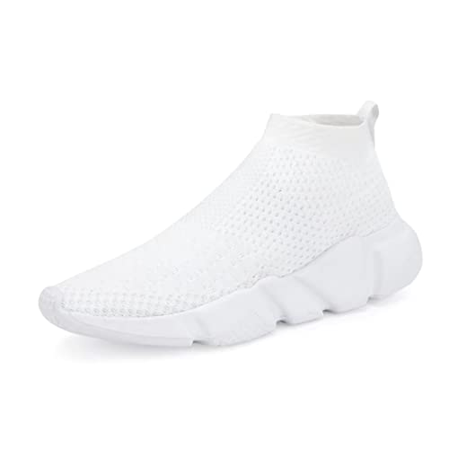 YAVY White Boys Sock Sneakers Girls Ship on Sock Shoes Kids Lightweight Running Shoes Breathable...