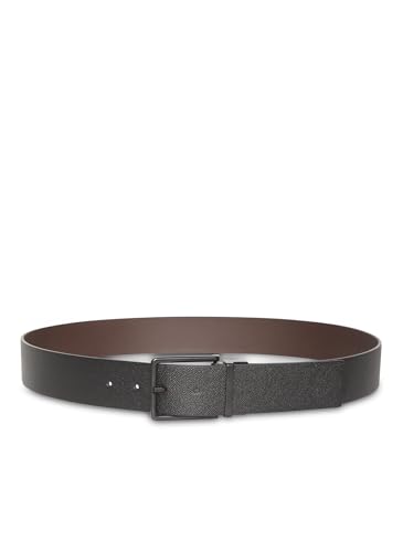Calvin Klein Herren Gürtel Warmth Buckle 4 cm Eckige Schnalle, Schwarz (Black/Ck Dark Brown/Matte Black), 90 cm – Ansicht 1