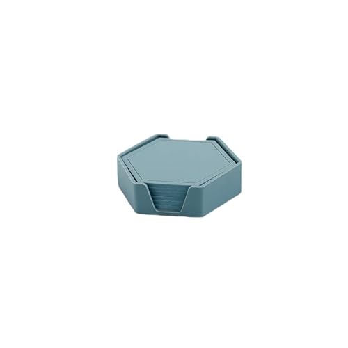 コースター シリコン製 6枚セット 収納ケース付き 組み合わせタイプ 六角形 無地 おしゃれ 北欧 滑り止め 飾り 防水 断熱 防汚 食事 レストラン 子供 大人 表裏両用 (グリーン)