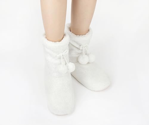 Image of Keyela Womens Slipper Socks With Soles, Fluffy Cozy Soft Non-Skid Bottom Slippers Booties For Ladies, Fuzzy Winter House Slippers