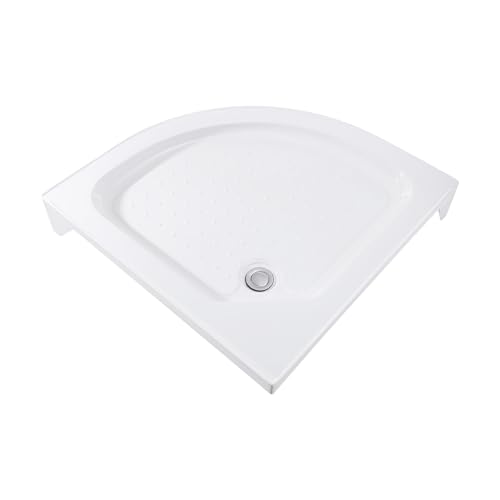 Plato de ducha plano Plato de ducha Blanco Sector Acrílico hasta 260 kg para todas las condiciones de suelo con tubo de desagüe 80 x 80 x 14 cm