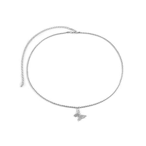 Cadena para el vientre para mujer de plata con mariposa cinturon de cadena largo para vaqueros