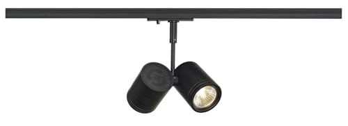 SLV BIMA | LED Strahler 1-Phasen, Dreh- und schwenkbarer Schienen-Strahler, Deckenstrahler, Deckenleuchte, Schienensystem, Innenleuchte | 2xGU10, inkl. 1Phasen-Adapter, Schwarz