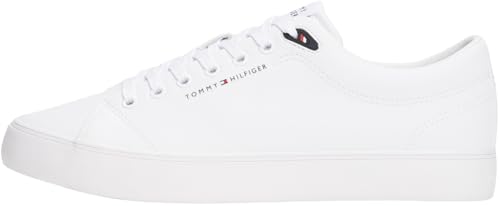 Tommy Hilfiger Baskets Vulcanisées Homme Core Low en Cuir, Blanc (White), 45