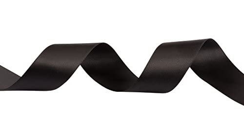 Fondersy 25mm X 91M Double Faced Satin Ribbon Black Polyester Ribbon for Gift Wrapping Wedding Decoration Floral Arrangement Crafts - Image 3