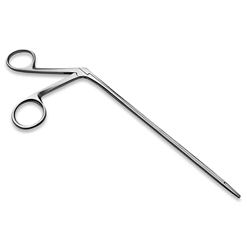 Precise ENT Procedures with Alligator Ear Forceps - Curved Jaw Design, Non-Slip Grip Handle, Fine-Tip, Reusable and Easy to Clean - 10 Inches