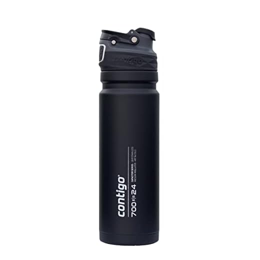Contigo Free Flow botella de acero inoxidable, 100 % antiderrame, botella térmica aislante grande sin BPA, mantiene las bebidas frías hasta 29 horas, botella deportiva aislante prémium, 700 ml