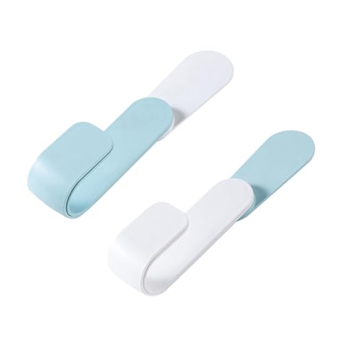 NUOBESTY Ganchos Giratorios Autoadhesivos para Tapas de Ollas, Juego 2 Piezas (blanco y Azul), Organizador de Almacenamiento de Cocina sin Taladro, Soporte Ajustable para Tablas de Cortar
