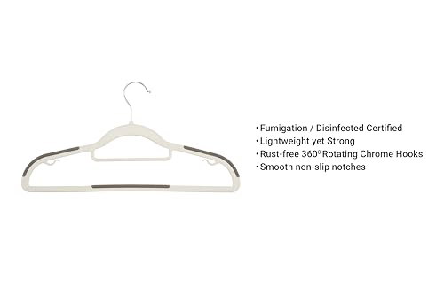 Image of Anti Slip Clothes Hangers - Space Saving Dry & Wet Hangers with Non-Slip Pads - Heavy Duty Coat, Suit, Underwear, Pants, Shirts - 10 Piece, Grey (Pack of 10)