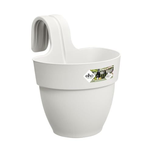 Elho Vibia Campana Easy Hanger S 21 - Jardinera por Balcón Exterior - 100% Plástico Reciclado - Ø 20.5 x H 26.5 cm - Blanco/Silky White