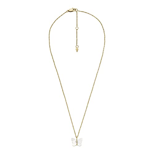 Image of Fossil Women's Gold-Tone Stainless Steel Pendant Chain Necklace for Women