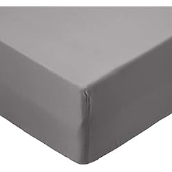 Amazon Basics FTD, Sábanas Ajustables, 150 x 200 x 30 cm, Gris Oscuro