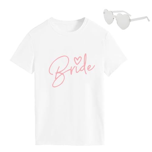 Dongcill T-shirt JGA Team Mariée, Accessoires JGA pour Mariée à Être Femme, Décoration JGA Team Mariée & Demoiselle d'honneur T-shirt Blanc Rose avec...