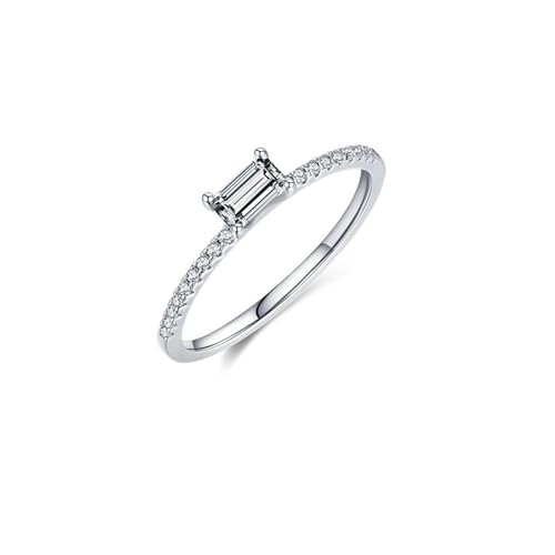 Anillos de boda de moissanita rectangular que no pierden brillo en oro 14K
