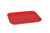 Caspian Plastic 1014 inch Fast Food Serving Tray Rectangular Cafeteria Non-Slip Tray,Set of 12 (Red)