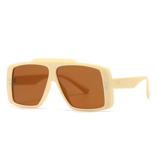 Lunettes de soleil femmes à monture large surdimensionnée vintage verres jaunes taille unique