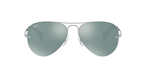 Ray-Ban RB3449 Aviator Sunglasses, Silver/Silver Mirror, 59 mm