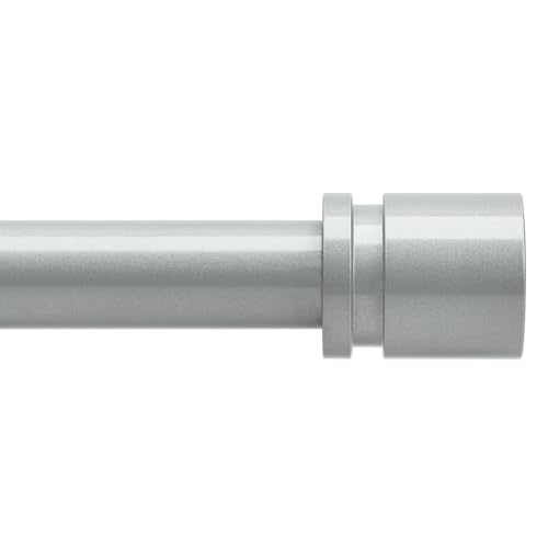 Image of Byondeth Curtain Rods for Windows 16 to 240 Inches Adjustable Length 1 Inch Diameter Window Curtain Rod with Aluminium End Cap, Silver Gray